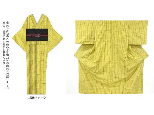 リサイクル　格子織り出し手織り紬着物